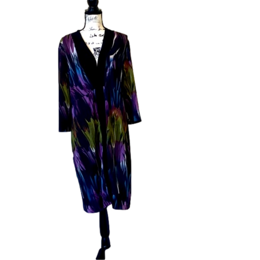 AA Studio Womens Midi Dress SZ 16 BLK/GRN/PUR/BLUE/WHT